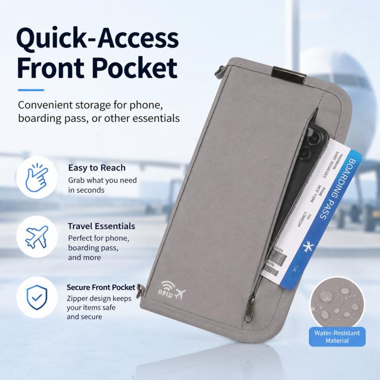 Portadocumenti per passaporto e carta d'identità, con protezione RFID, per contanti e documenti di viaggio.