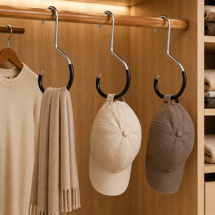 3 pezzi/confezione Grucce in metallo per cappelli per armadio Ganci organizer per cappellini da baseball Anelli salvaspazio per appendere sciarpe, cinture, cravatte, scialli, borse