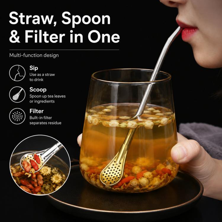 Confezione da 2 cannucce staccabili per yerba mate, riutilizzabili, in acciaio inossidabile 304 per uso alimentare, con filtro per tè sfuso e 2 spazzolini per la pulizia.