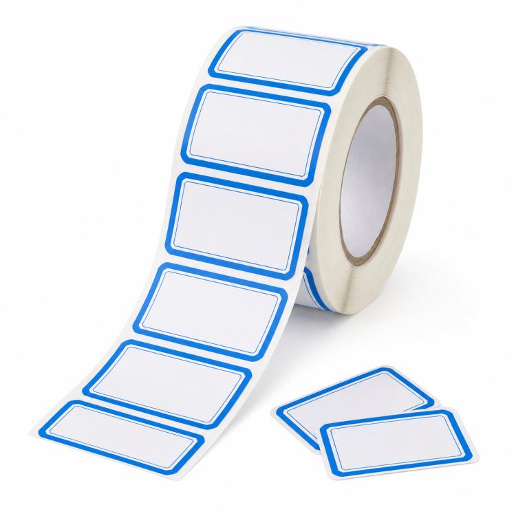 500 etichette adesive scrivibili in rotolo con bordi colorati, 4 x 2,5 cm, facili da scrivere, per cartelle e documenti.