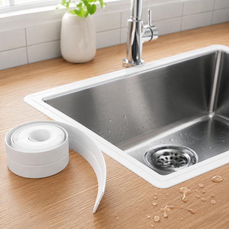 Striscia sigillante autoadesiva da 1,45 pollici x 4,9 piedi, facile da applicare e rimuovere, ideale per vasca da bagno, base del WC, lavello da cucina, doccia, fornello a gas, sigillante angolare flessibile e protettivo.