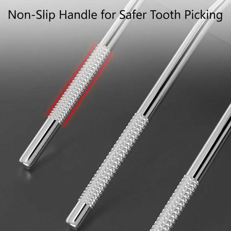 Set di 7 stuzzicadenti in acciaio inossidabile, kit dentale riutilizzabile con custodia in metallo portatile, strumento per la pulizia profonda dei denti per l'igiene orale.