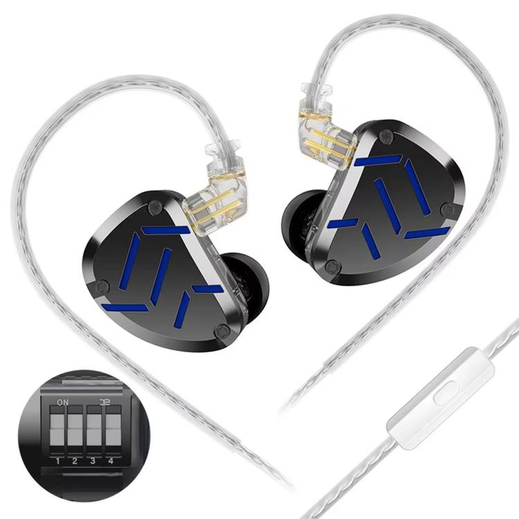 Auricolari in-ear cablati KZ-ZAT da 1,2 m con 1 driver dinamico e 8 driver ad armatura bilanciata, ideali per il monitoraggio sul palco con tecnologia Hi-Fi., Standard, With Mic
