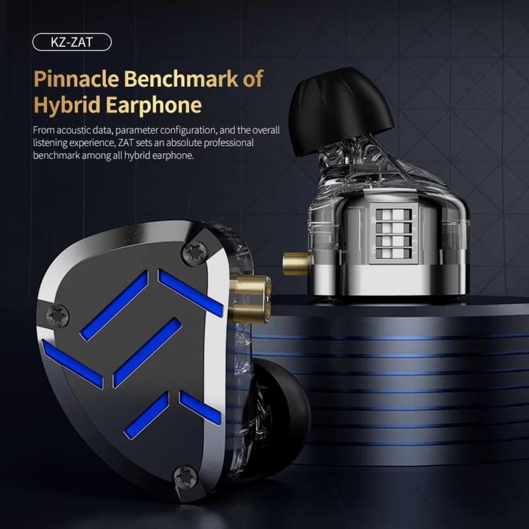 Auricolari in-ear cablati KZ-ZAT da 1,2 m con 1 driver dinamico e 8 driver ad armatura bilanciata, ideali per il monitoraggio sul palco con tecnologia Hi-Fi., Standard, With Mic