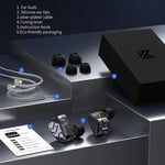 Auricolari in-ear cablati KZ-ZAT da 1,2 m con 1 driver dinamico e 8 driver ad armatura bilanciata, ideali per il monitoraggio sul palco con tecnologia Hi-Fi., Standard, With Mic