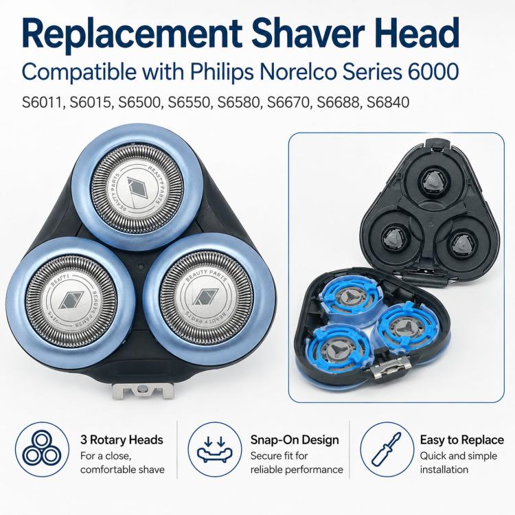 Testina di ricambio per rasoio Philips Norelco Serie 6000, compatibile con S6011, S6015, S6500, S6550, S6580, S6670, S6688, S6840