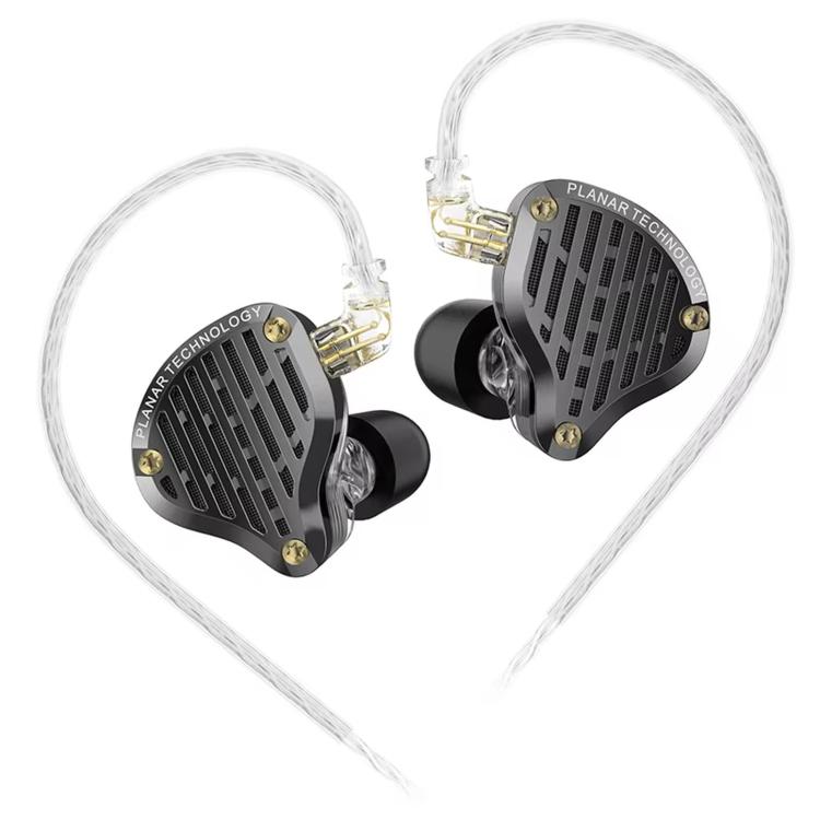 Auricolari in-ear KZ-PR3 con diaframma planare, cavo cablato da 1,2 m, per monitoraggio Hi-Fi, con cavo sostituibile e altoparlante planare., Black Standard, Black With Mic