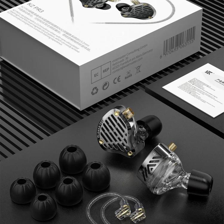 Auricolari in-ear KZ-PR3 con diaframma planare, cavo cablato da 1,2 m, per monitoraggio Hi-Fi, con cavo sostituibile e altoparlante planare., Black Standard, Black With Mic