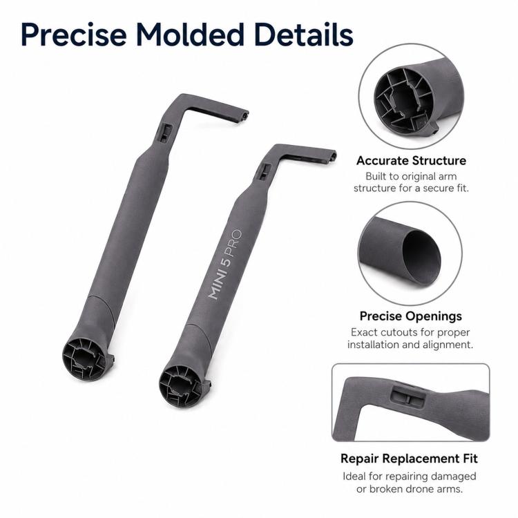 For DJI Mini 5 Pro Drone Arm Shells Repair Parts, Left Front Empty Boom Shell, Right Front Empty Boom Shell, Left Rear Empty Boom Shell, Right Rear Empty Boom Shell, Single Boom Shell Left Front, Single Boom Shell Right Front, Single Boom Shell Left Re...