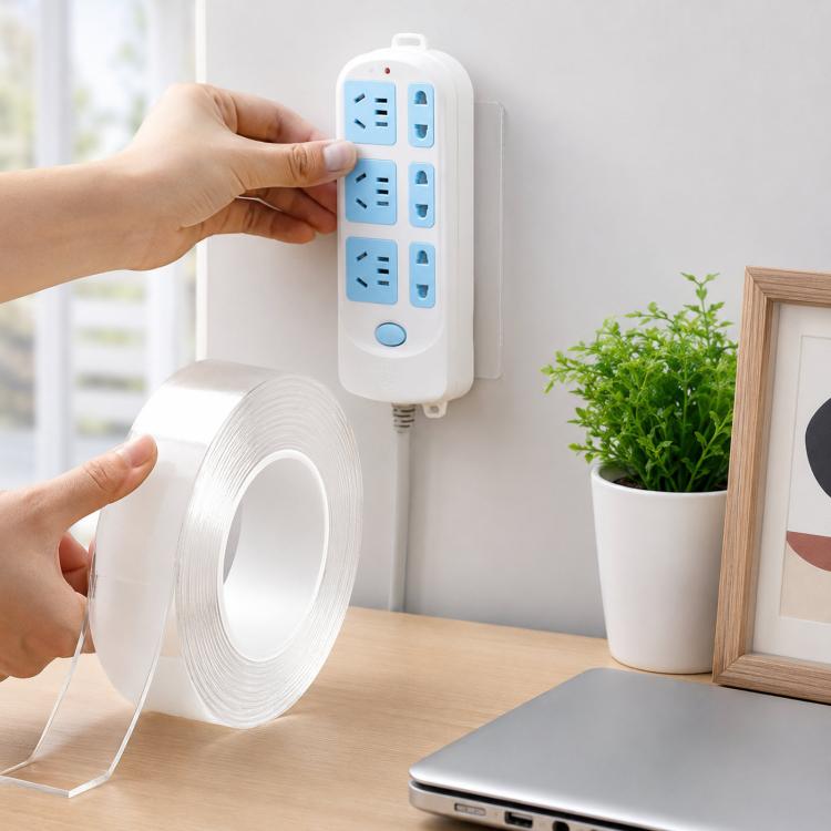 Nastro biadesivo nano lavabile e rimovibile, nastro adesivo trasparente in gel, nastro di montaggio riutilizzabile, impermeabile e rimovibile, 0.04in Thickx1.2in Wide x 3.3ft Long