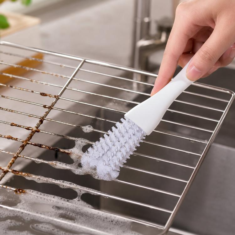 Spazzola 2 in 1 per la pulizia della griglia del barbecue, pulitore per griglie metalliche con raschietto posteriore, spazzola manuale per fessure del piano cottura., 1pc BBQ Cleaning Brush