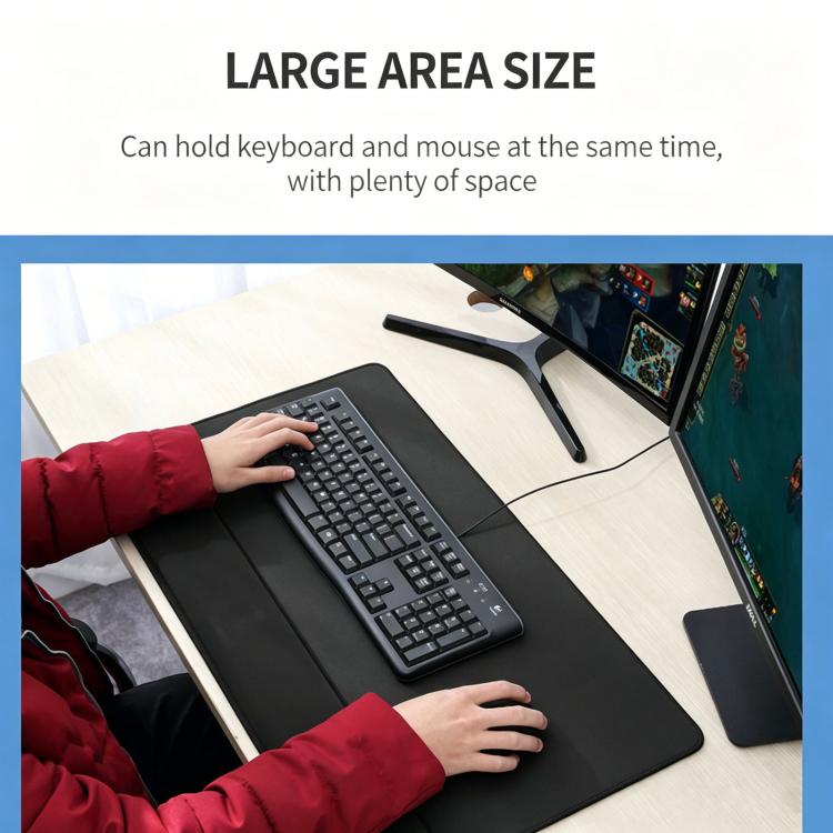 Stitched Edge Integrated Desk Mat & Mouse Pad, Mechanical Keyboard Wrist Rest Desk Pad, Small