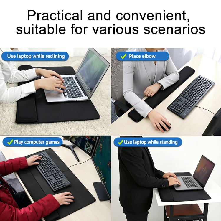 Stitched Edge Integrated Desk Mat & Mouse Pad, Mechanical Keyboard Wrist Rest Desk Pad, Small