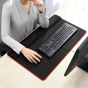 Large Integrated Wrist Rest Mouse Pad & Desk Mat, Office Gaming Wrist Support Keyboard Hand Rest, Large Black, Large Black Red Side