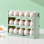 Porta uova da 30 posti per sportello del frigorifero, contenitore per uova a 3 livelli ribaltabile con indicatore scorrevole della data, dispenser per uova trasparente salvaspazio
