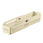 Cestini organizer espandibili in plastica impilabili con chiusura a scorrimento per cassetti., 10.5 x 9 x 28cm, 15 x 12 x 28cm, 20 x 15.5 x 28cm