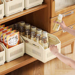 Cestini organizer espandibili in plastica impilabili con chiusura a scorrimento per cassetti., 10.5 x 9 x 28cm, 15 x 12 x 28cm, 20 x 15.5 x 28cm
