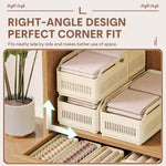 Cestini organizer espandibili in plastica impilabili con chiusura a scorrimento per cassetti., 10.5 x 9 x 28cm, 15 x 12 x 28cm, 20 x 15.5 x 28cm