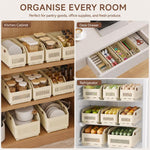 Cestini organizer espandibili in plastica impilabili con chiusura a scorrimento per cassetti., 10.5 x 9 x 28cm, 15 x 12 x 28cm, 20 x 15.5 x 28cm