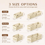 Cestini organizer espandibili in plastica impilabili con chiusura a scorrimento per cassetti., 10.5 x 9 x 28cm, 15 x 12 x 28cm, 20 x 15.5 x 28cm