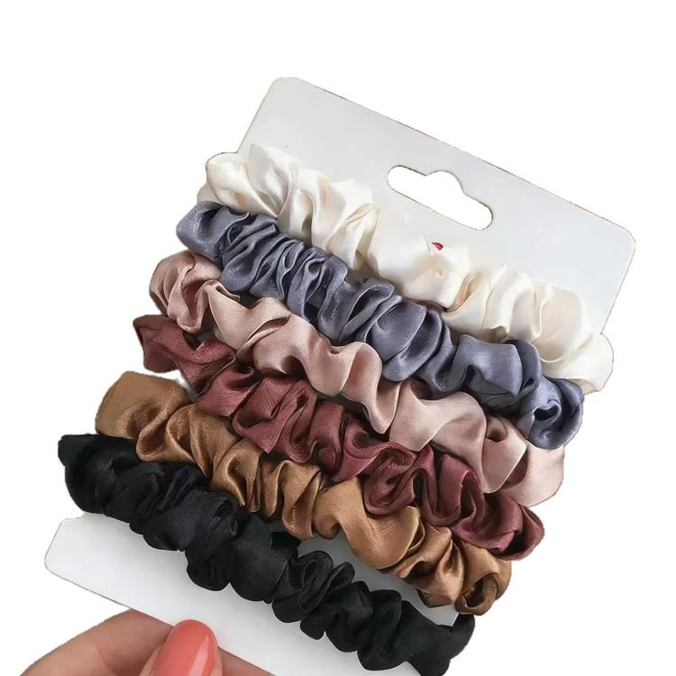 Set di 6 elastici per capelli in raso, minimalisti e morbidi, ideali per donne e ragazze. Accessori per capelli delicati, simili alla seta, che non danneggiano i capelli.