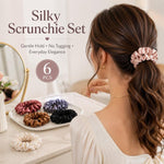 Set di 6 elastici per capelli in raso, minimalisti e morbidi, ideali per donne e ragazze. Accessori per capelli delicati, simili alla seta, che non danneggiano i capelli.