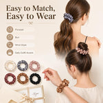 Set di 6 elastici per capelli in raso, minimalisti e morbidi, ideali per donne e ragazze. Accessori per capelli delicati, simili alla seta, che non danneggiano i capelli.
