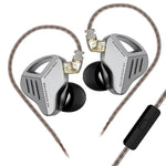 Auricolari dinamici in-ear KZ-ZVX con cavo da 1,2 m, bassi profondi e audio Hi-Fi per monitoraggio., Silver Standard, Silver With Mic, Black Standard, Black With Mic