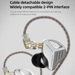 Auricolari dinamici in-ear KZ-ZVX con cavo da 1,2 m, bassi profondi e audio Hi-Fi per monitoraggio., Silver Standard, Silver With Mic, Black Standard, Black With Mic