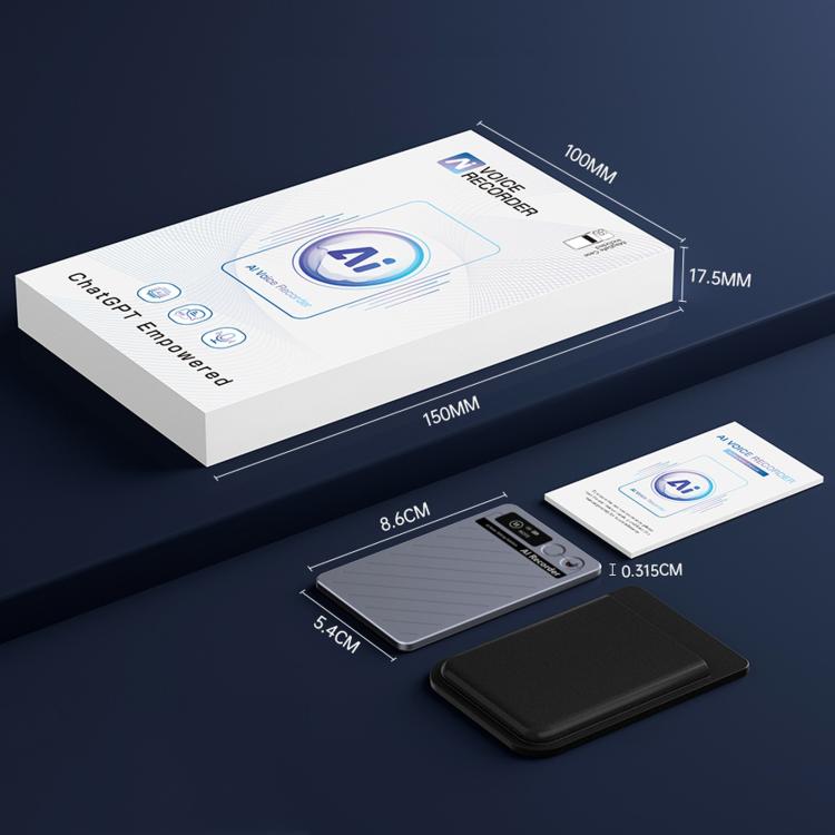 FW920E Registratore vocale intelligente magnetico portatile con intelligenza artificiale, registratore audio a forma di scheda per traduzione e trascrizione., 64GB