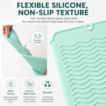 Tappetino in silicone resistente al calore per arricciacapelli e piastra, organizer da viaggio 2 in 1 per strumenti per capelli caldi, tappetino protettivo antiscivolo a doppia faccia per piano di lavoro per piastra per capelli