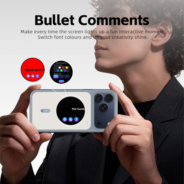 Custodia per iPhone 17 Pro Max con schermo rotondo HD a colori da 1,85 pollici, custodia per smartphone con proiezione dello schermo fai-da-te
