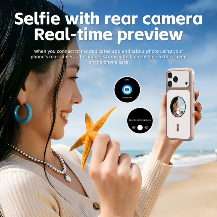 Custodia per iPhone 17 Pro Max con schermo rotondo HD a colori da 1,85 pollici, custodia per smartphone con proiezione dello schermo fai-da-te