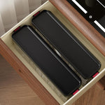 Scatola organizer impilabile per cavi con coperchio, sottile contenitore in plastica con scomparti multipli per cavi da scrivania, organizer trasparente per cassetti di cosmetici e accessori da bagno.