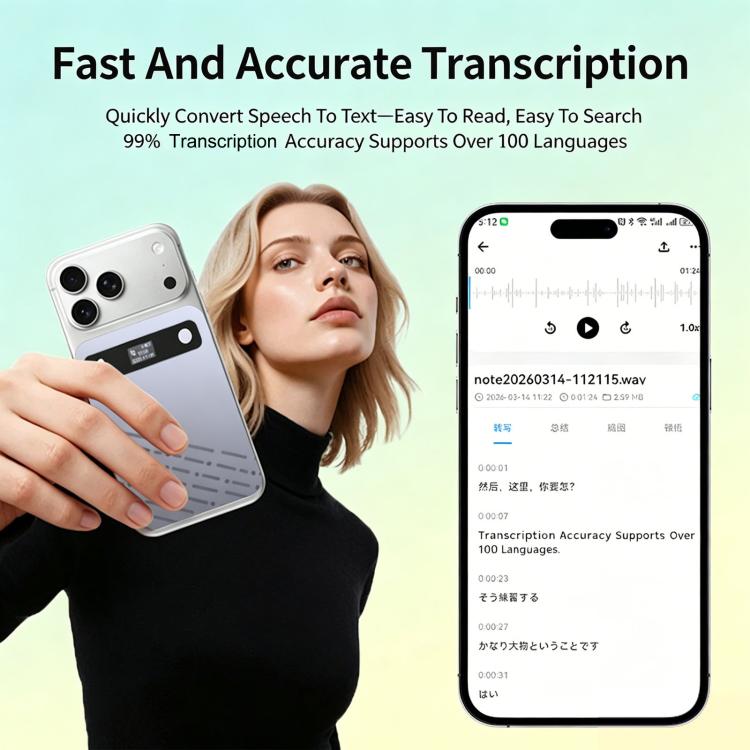 Registratore vocale B86 con trascrizione AI e Bluetooth