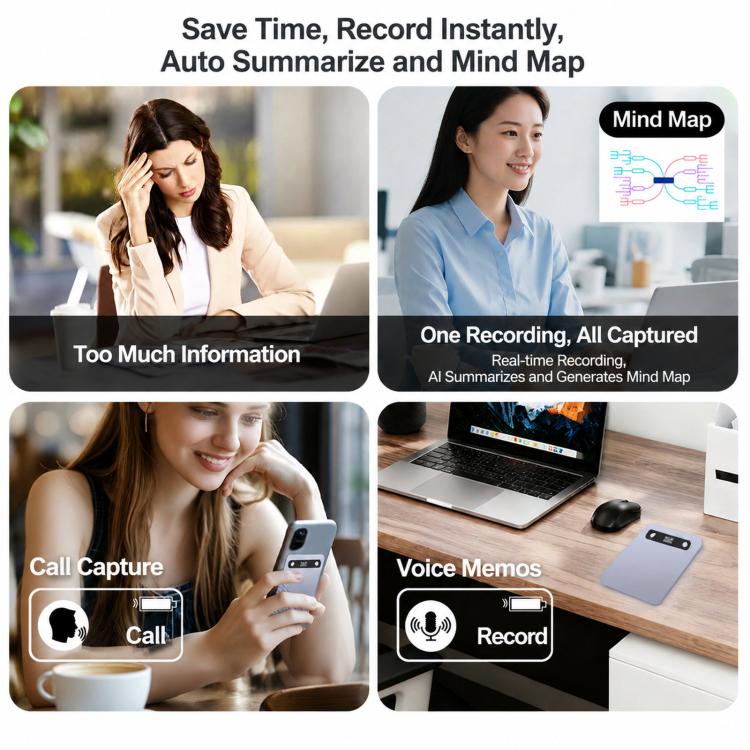 Registratore vocale B86 con trascrizione AI e Bluetooth