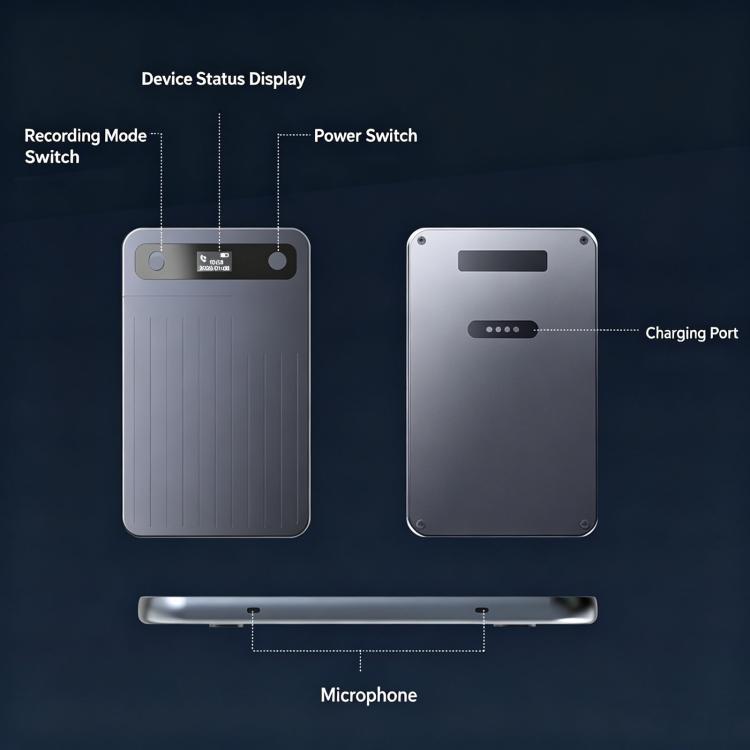 CB08 Registratore vocale portatile magnetico intelligente con intelligenza artificiale, funzione di traduzione e riassunto audio., 32GB, 64GB