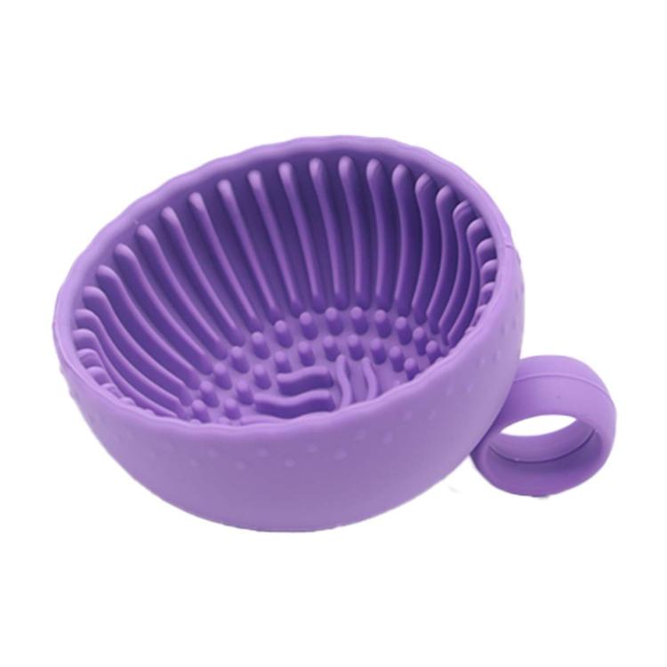 Ciotola portatile in silicone per la pulizia dei pennelli da trucco, 2 in 1, da viaggio, con anello per appenderla.