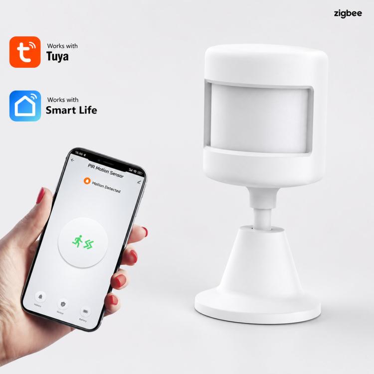 Sensore movimento PIR Zigbee Tuya con base rotante