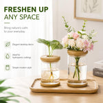 Vaso idroponico in plastica PET trasparente autoirrigante con tappo in silicone morbido e base antiscivolo, vaso da scrivania infrangibile e mini acquario per Pothos, edera ed erbe aromatiche.
