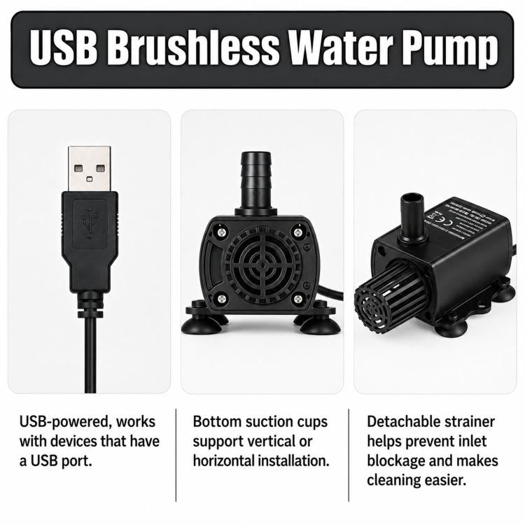 Pompa sommergibile CC per filtri acquari, pompe di sovralimentazione, QR50R 5V 1.2W-USB, QR50D 12V 10W-DC, QR50B 5V 4.8W-USB