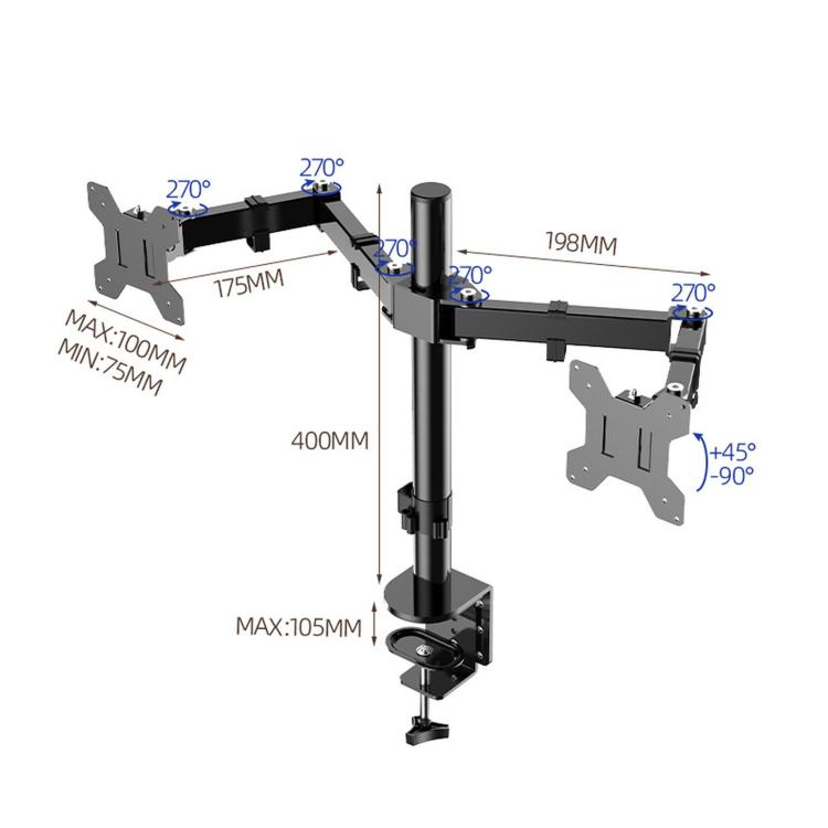 Desk Clamp Style Multi-Angle Rotating Laptop Screen Stand With Height Adjustment, ZX-MT022