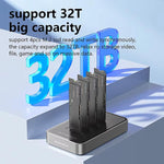 Blueendless DB2804SNA 4-Bay M.2 NVMe/SATA SSD Docking Station USB-C 10Gbps Aluminum SSD Case Supports Max 32TB, US Plug, UK Plug, EU Plug
