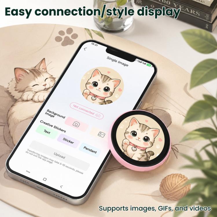 Display dinamico per badge anime con touchscreen HD da 1,85 pollici, app Bluetooth.