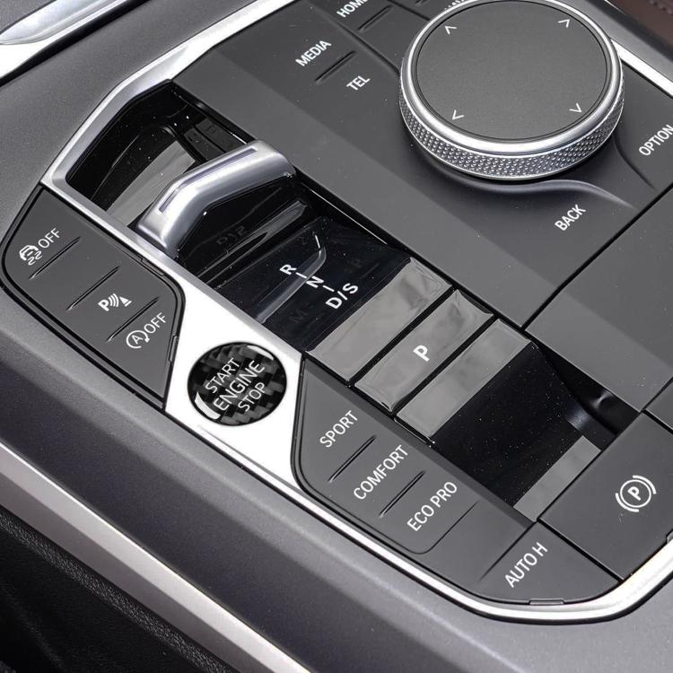 Adesivo con pulsante di avviamento motore per modelli BMW con telaio G., Black, Red, German, Red Edge