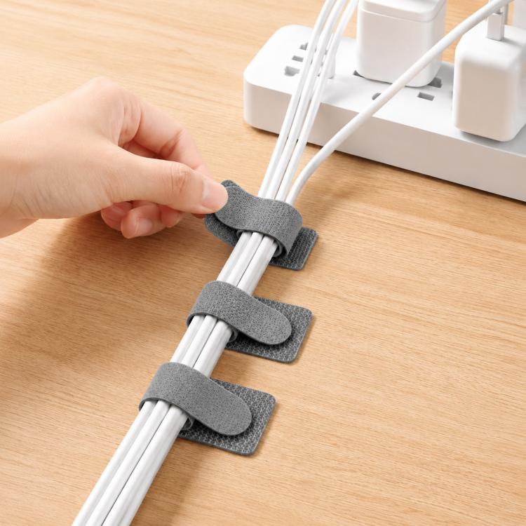 Confezione da 10 pezzi di organizer per cavi adesivi riutilizzabili con chiusura a strappo, strisce fermacavi per elettrodomestici, clip per la gestione dei cavi sotto la scrivania., Gray