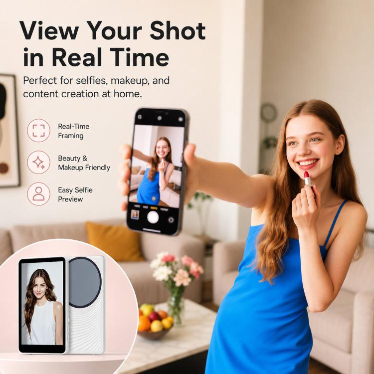 Specchio magnetico per schermo del telefono, fotocamera posteriore wireless, display per selfie