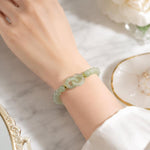 Bracciale con perline di giada sintetica, elegante gioiello con pietre preziose in vetro verde, regalo per donna.