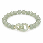 Bracciale con perline di giada sintetica, elegante gioiello con pietre preziose in vetro verde, regalo per donna.