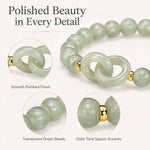 Bracciale con perline di giada sintetica, elegante gioiello con pietre preziose in vetro verde, regalo per donna.